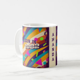 Geboren 1982 Personalisierte Mug - 80er Neon Geome Kaffeetasse