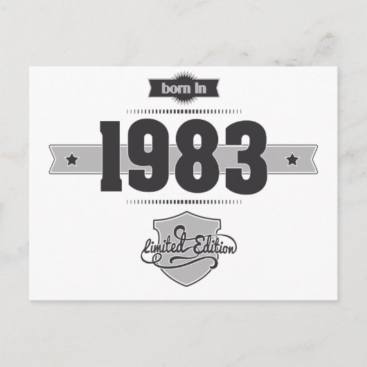 Geboren 1983 (Dunkel- und Hellgrau) Postkarte (Vorderseite)
