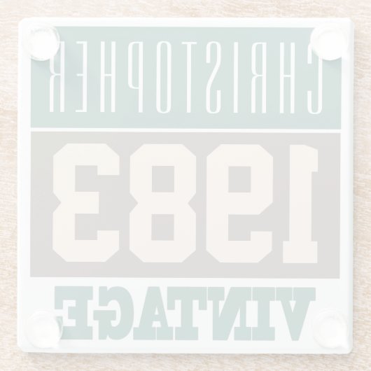 Geboren 1983, Personalisiertes Geschenk Glasuntersetzer (Rückseite)