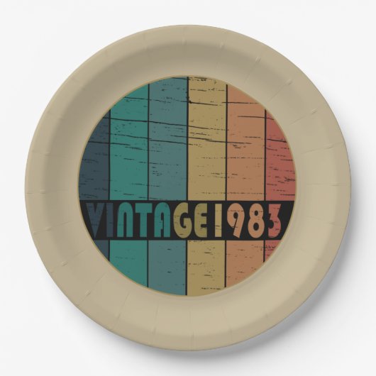 Geboren 1983 Vintager Geburtstag Pappteller (Vorderseite)