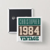 Geboren 1984, Personalisiertes Geschenk Button (Vorne & Hinten)