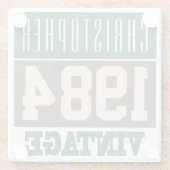 Geboren 1984, Personalisiertes Geschenk Glasuntersetzer (Rückseite)