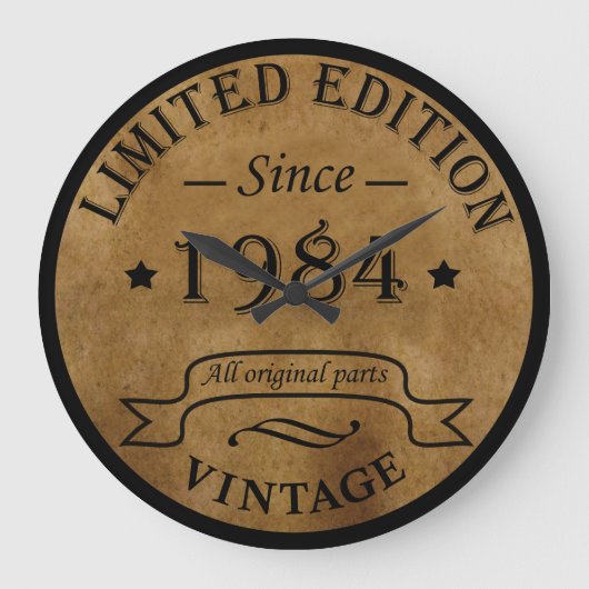 Geboren 1984 Vintager Geburtstag Große Wanduhr (Vorderseite)