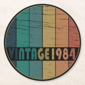 Geboren 1984 Vintager Geburtstag Runder Pappuntersetzer (Vorderseite)