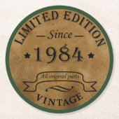 Geboren 1984 Vintager Geburtstag Runder Pappuntersetzer (Vorderseite)