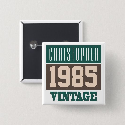 Geboren 1985, Personalisiertes Geschenk Button (Vorne & Hinten)