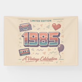 Geboren 1985 Vintage-Banner-Flachkarte | Retro Banner