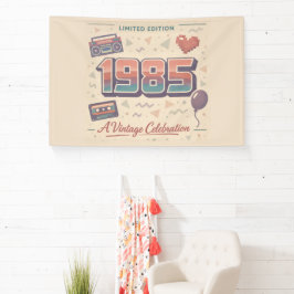 Geboren 1985 Vintage-Banner-Flachkarte | Retro Banner
