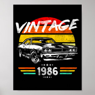 Geboren 1986 40. Geburtstag Vintage-Muscle-Car-Vät Poster