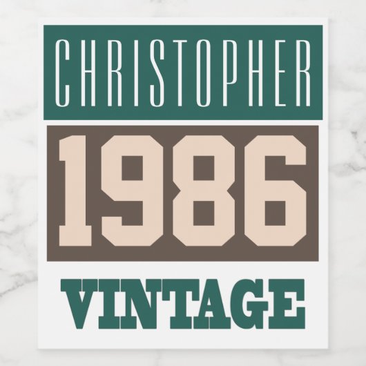 Geboren 1986 Personalisierte Weinflaschen Weinetikett (Einzelnes Label)