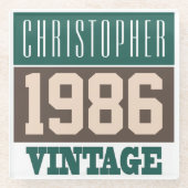 Geboren 1986, Personalisiertes Geschenk Glasuntersetzer (Vorderseite)