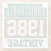 Geboren 1986, Personalisiertes Geschenk Glasuntersetzer (Rückseite)