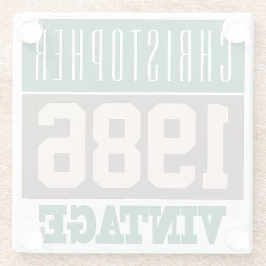 Geboren 1986, Personalisiertes Geschenk Glasuntersetzer (Rückseite)