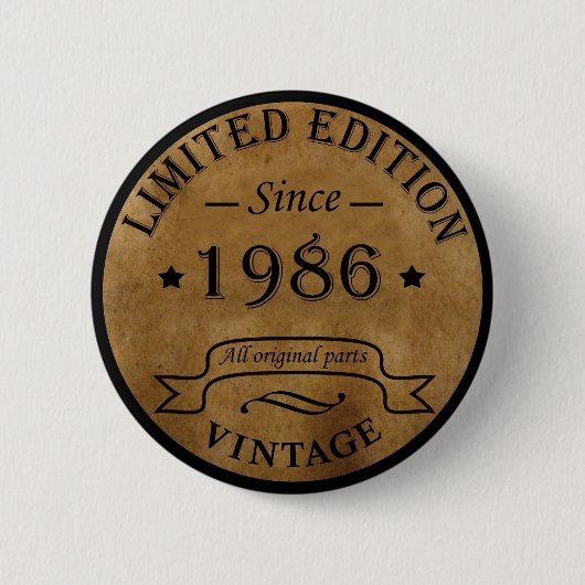 geboren 1986 Vintager Geburtstag Button (Vorderseite)