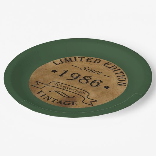 geboren 1986 Vintager Geburtstag Pappteller (Schrägansicht)