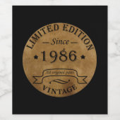 geboren 1986 Vintager Geburtstag Weinetikett (Einzelnes Label)