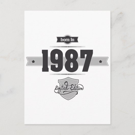 Geboren 1987 (Dark&Lightgrey) Postkarte (Vorderseite)