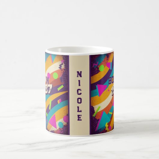 Geboren 1987 Personalisierte Mug - 80er Neon Geome Kaffeetasse (Mittel)