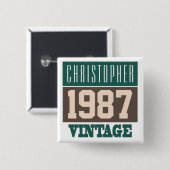 Geboren 1987, Personalisiertes Geschenk Button (Vorne & Hinten)