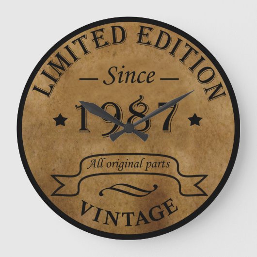 geboren 1987 Vintager Geburtstag Große Wanduhr (Vorderseite)