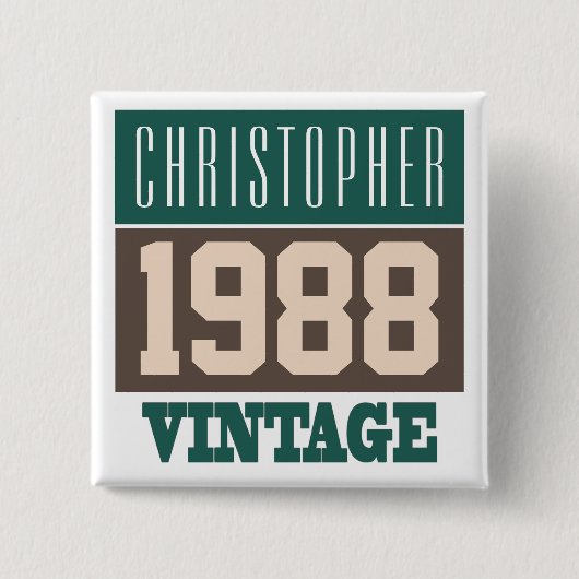 Geboren 1988, Personalisiertes Geschenk Button (Vorderseite)