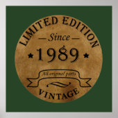 geboren 1989 Vintager Geburtstag Poster (Vorne)