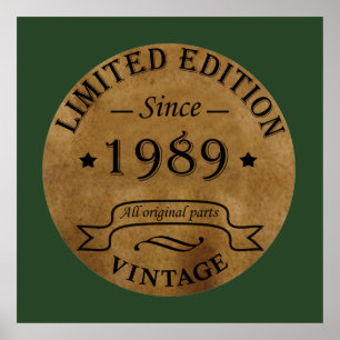 geboren 1989 Vintager Geburtstag Poster