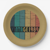 Geboren 1989 Vintages Geburtstagsgeschenk Pappteller (Vorderseite)