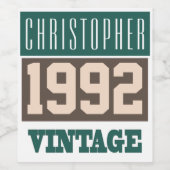 Geboren 1992 mit Christlichem Namen Weinetikett (Einzelnes Label)