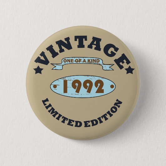 geboren 1992 Vintager Geburtstag Button (Vorderseite)