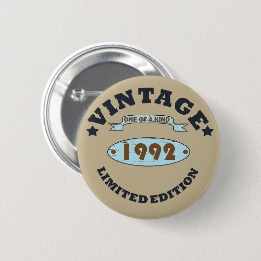 geboren 1992 Vintager Geburtstag Button (Vorne & Hinten)