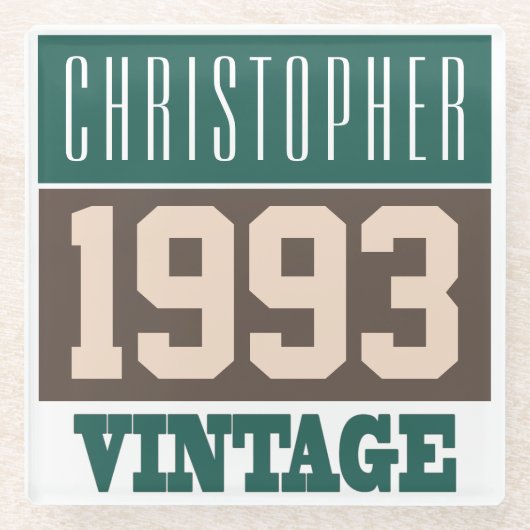 Geboren 1993 mit Christlichem Namen Glasuntersetzer (Vorderseite)