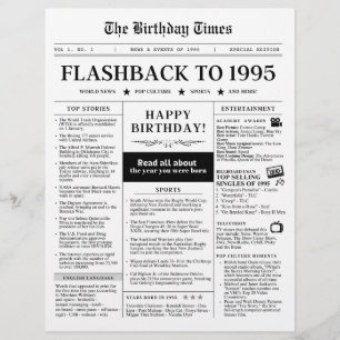 Geboren 1995 Schwarz-Weiß-Mock-Zeitung