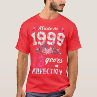 Geboren 1999 florale 23. Geburtstag 23 Jahre altes T-Shirt