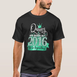 Geboren 2016 I Black Turquoise Party Outfit & Acce T-Shirt