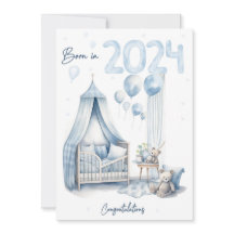 Geboren 2024 - Glückwunsch Neue Baby Boy Card