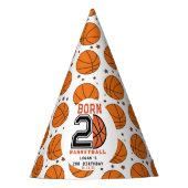 Geboren 2 Ball Basketball 2. Geburtstag Partyhütchen (Vorderseite)