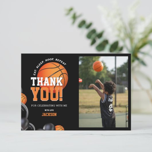 Geboren 2 Ball Birthday Basketball Sport Dankeskarte (Stehend Vorderseite)