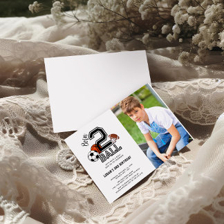 Geboren 2 Ball | Sport Themed Boys 2. Geburtstag Einladung