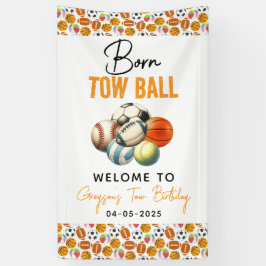 Geboren 2 Ball Sport Themenjunge 2. Geburtstag Par Banner