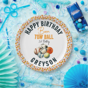 Geboren 2 Ball Sport Themenjunge 2. Geburtstag Par Pappteller