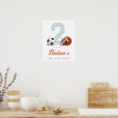 Geboren 2 Ball Willkommenszeichen Sport 2. Geburts Poster (Küche)