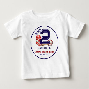 Geboren 2 Baseball 2. Geburtstag des Sports Them Baby T-shirt