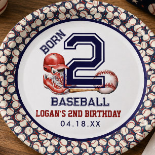 Geboren 2 Baseball 2. Geburtstag des Sports Them Pappteller