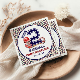 Geboren 2 Baseball   2. Geburtstag des Sports Them Serviette