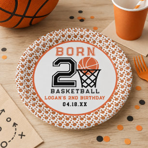Geboren 2 Basketball   2. Geburtstag des Sportboys Pappteller