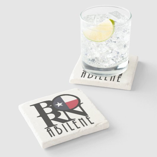 GEBOREN Abilene Texas Steinuntersetzer (Seitenansicht)