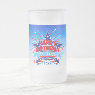 Geboren am 4. Juli Happy Birthday Mattglas Bierglas