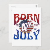 GEBOREN AM 4. JULI POSTKARTE (Vorne/Hinten)
