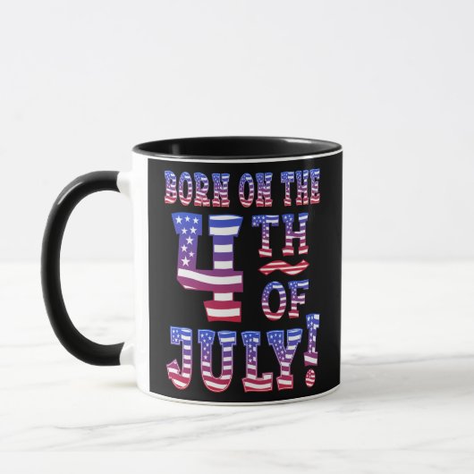 Geboren am 4. Juli USA Patriotic Flag Tasse (Links)